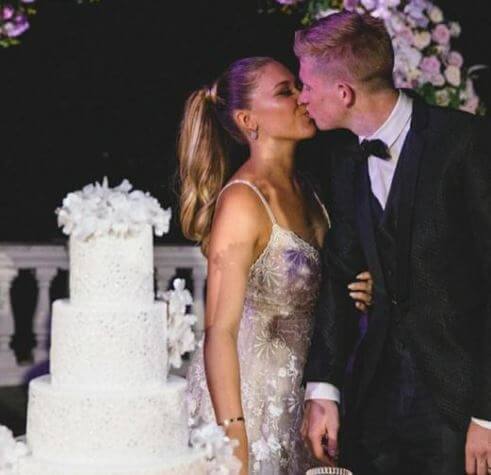Stefanie De Bruyne brother Kevin De Bruyne with his bride Michele Lacroix in their wedding.